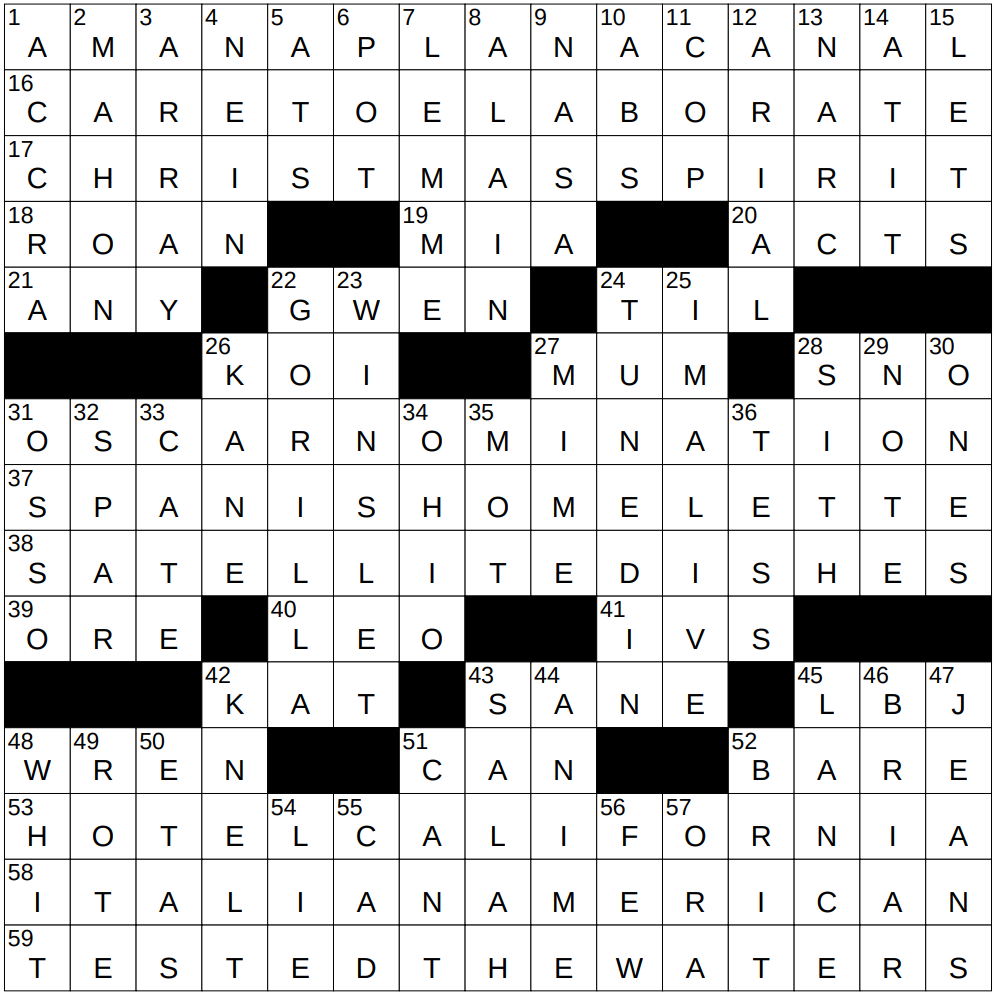 0118 25 NY Times Crossword 18 Jan 25 Saturday NYXCrossword