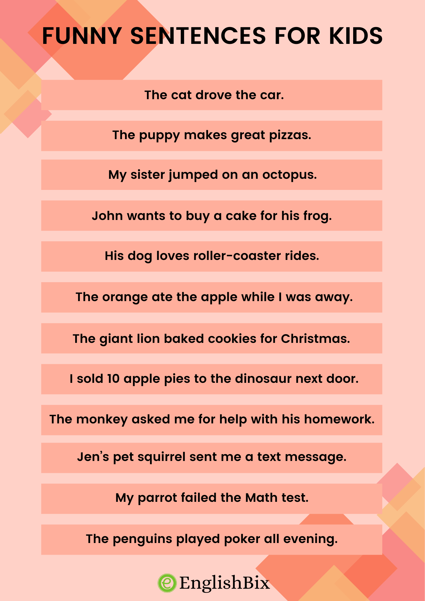 100 Funny Sentences In English For Silly Kids EnglishBix 100 Funny Sentences In English For Silly Kids EnglishBix