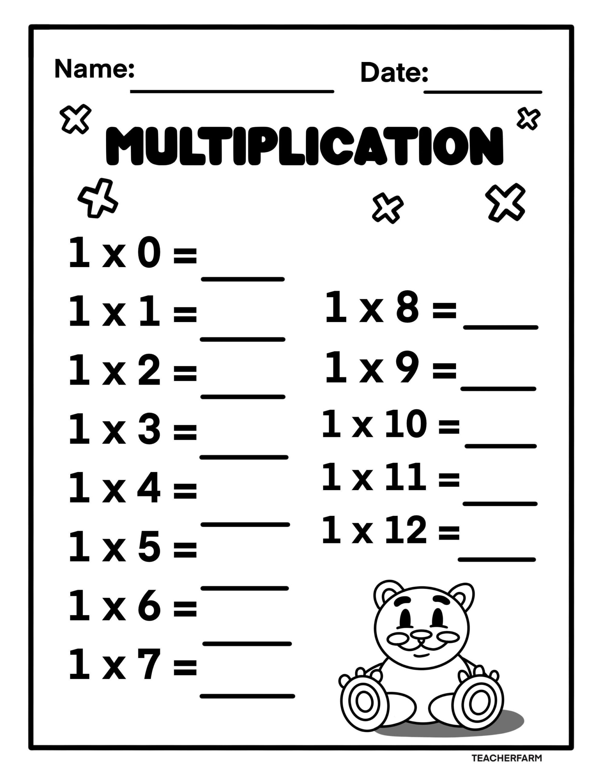 12 Multiplication Printable Practice Worksheets Learn Multiplication Math Worksheets Practice 1st 4th Grade Math Multiplying Table Etsy