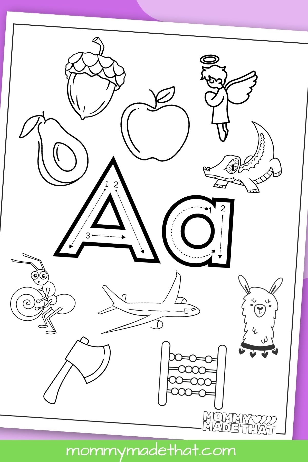coloring page of letter a