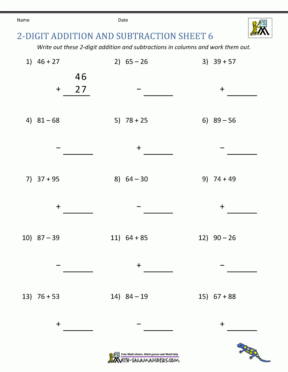 2 Digit Addition And Subtraction Worksheets 2 Digit Addition And Subtraction Worksheets