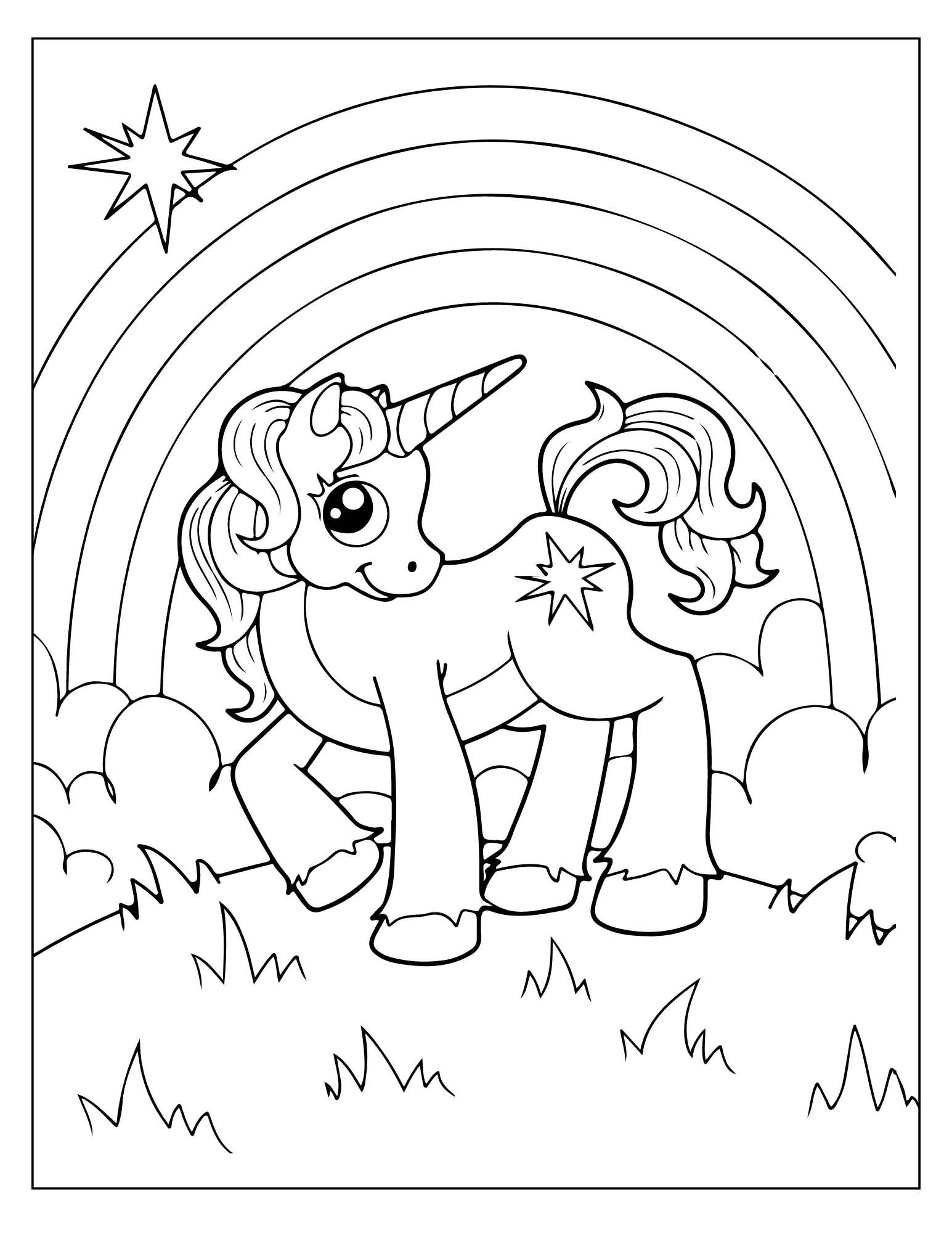 unicorn rainbow coloring pages
