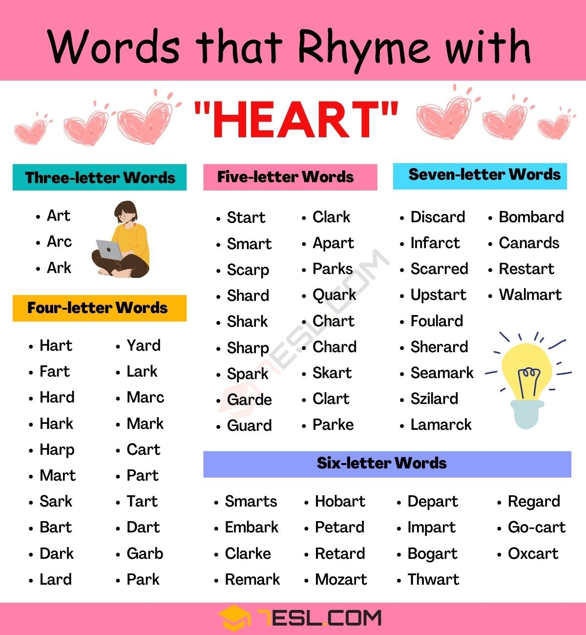 200 Best Words That Rhyme With Heart 7ESL