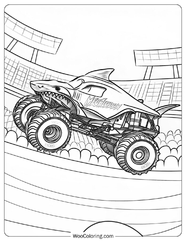 monster truck colouring page