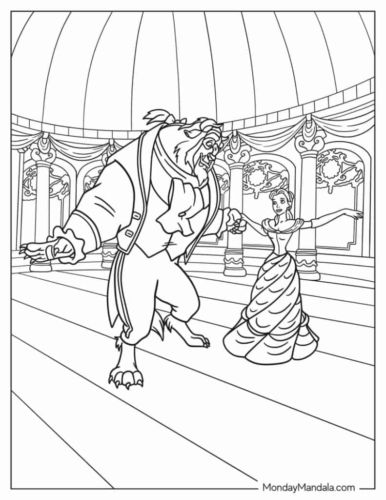 beauty and beast coloring pages