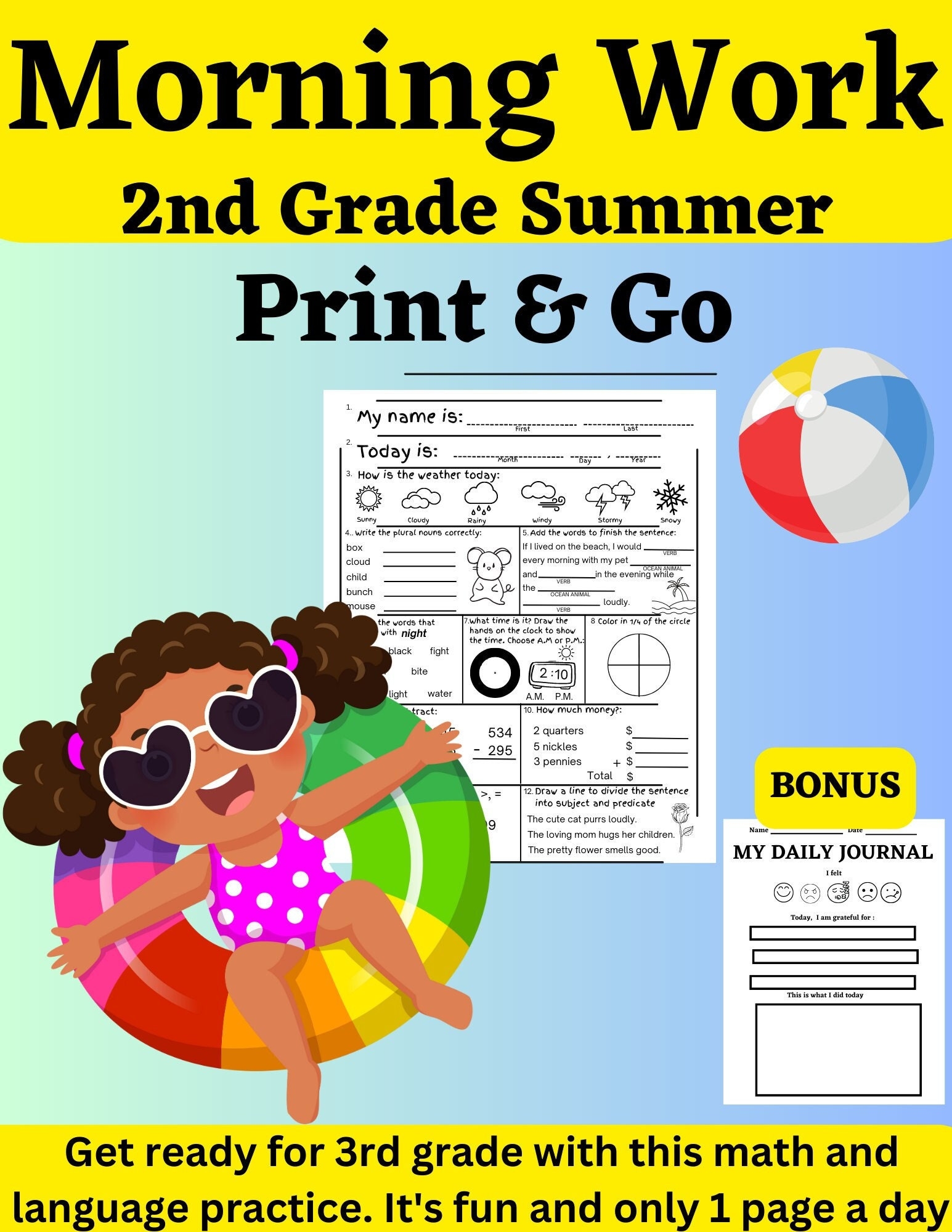 2nd Grade Summer Review Worksheets Math Language digital Download Etsy 2nd Grade Summer Review Worksheets Math Language digital Download Etsy