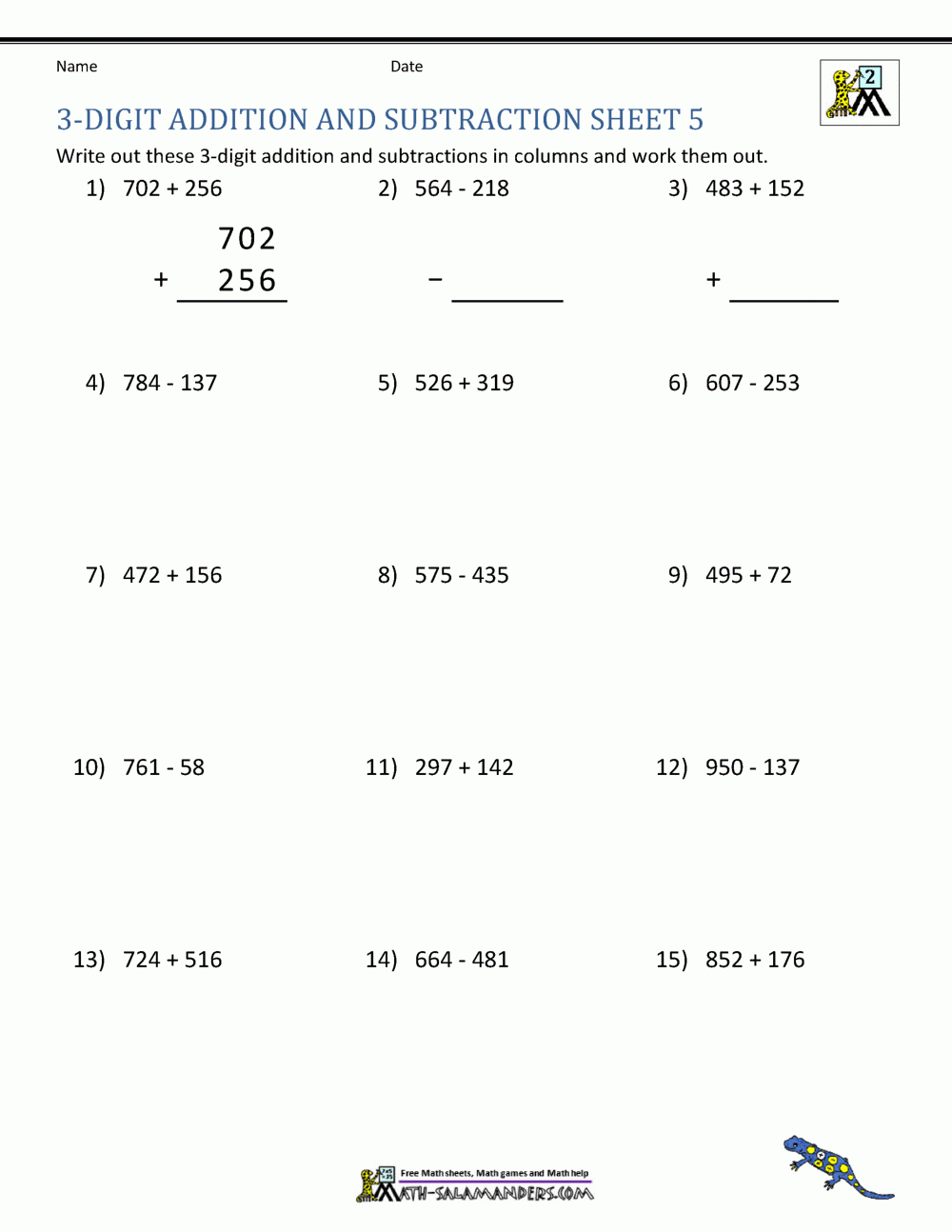 3 Digit Addition And Subtraction Worksheets