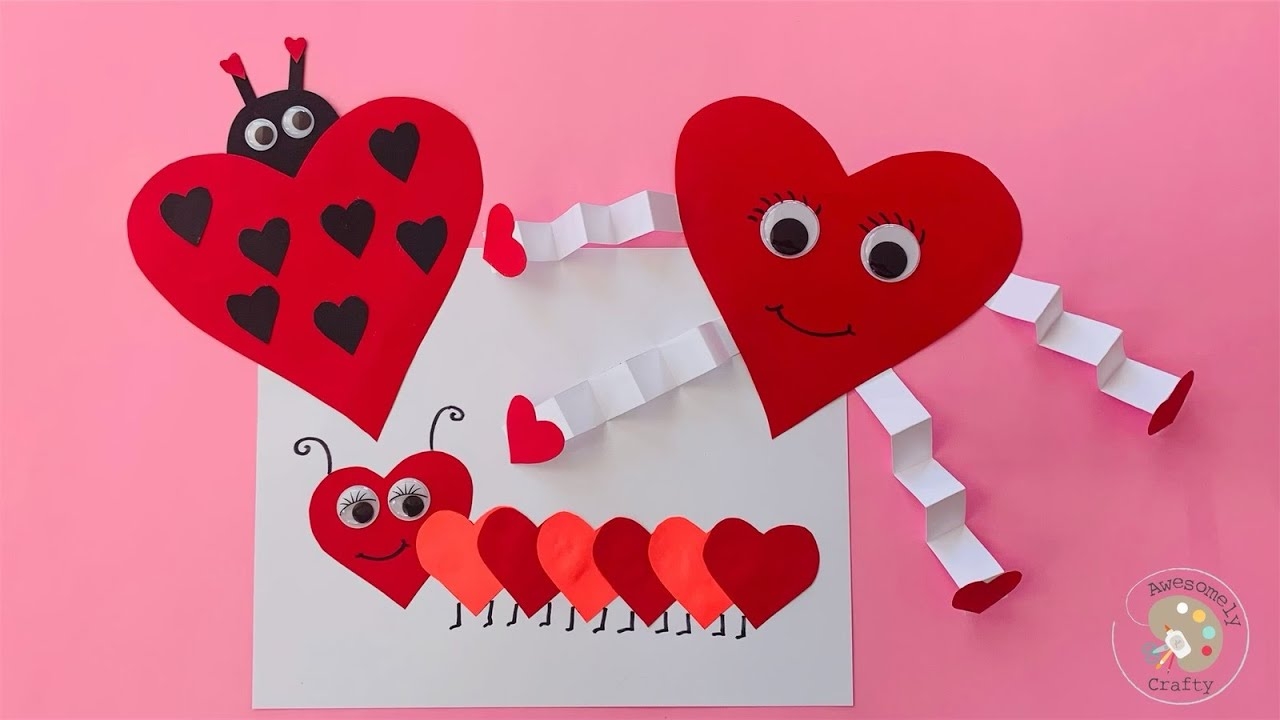 3 Easy Valentine s Crafts Valentine s Crafts For Kids Easy Paper Crafts Heart Crafts For Kids YouTube
