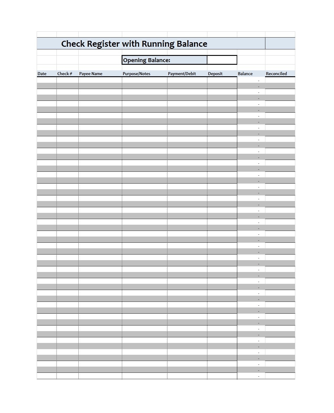 free check register printable free check register printable
