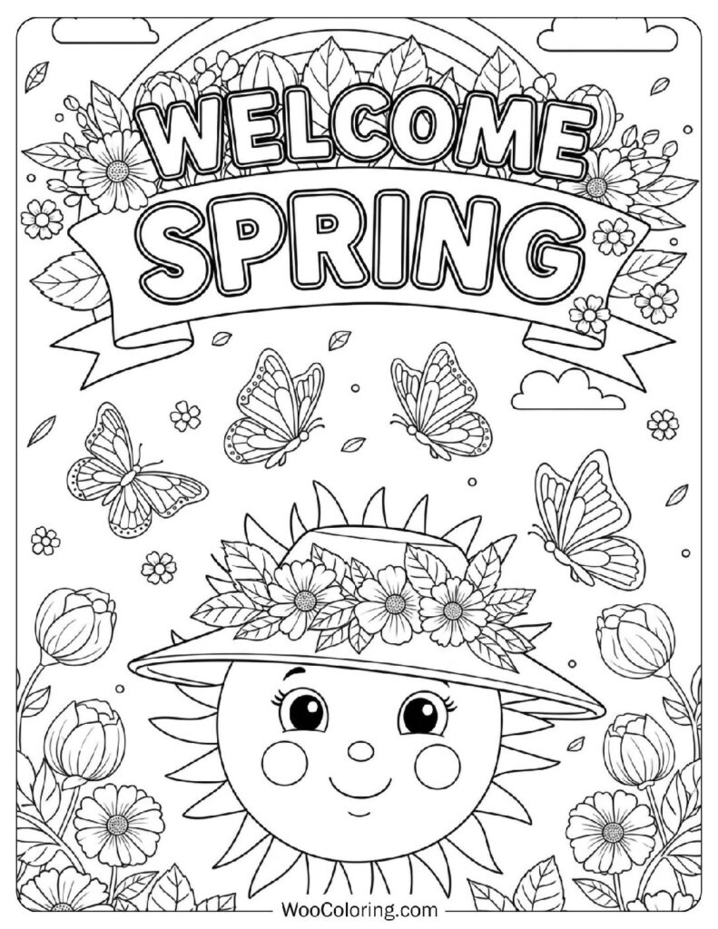 spring color pages for adults