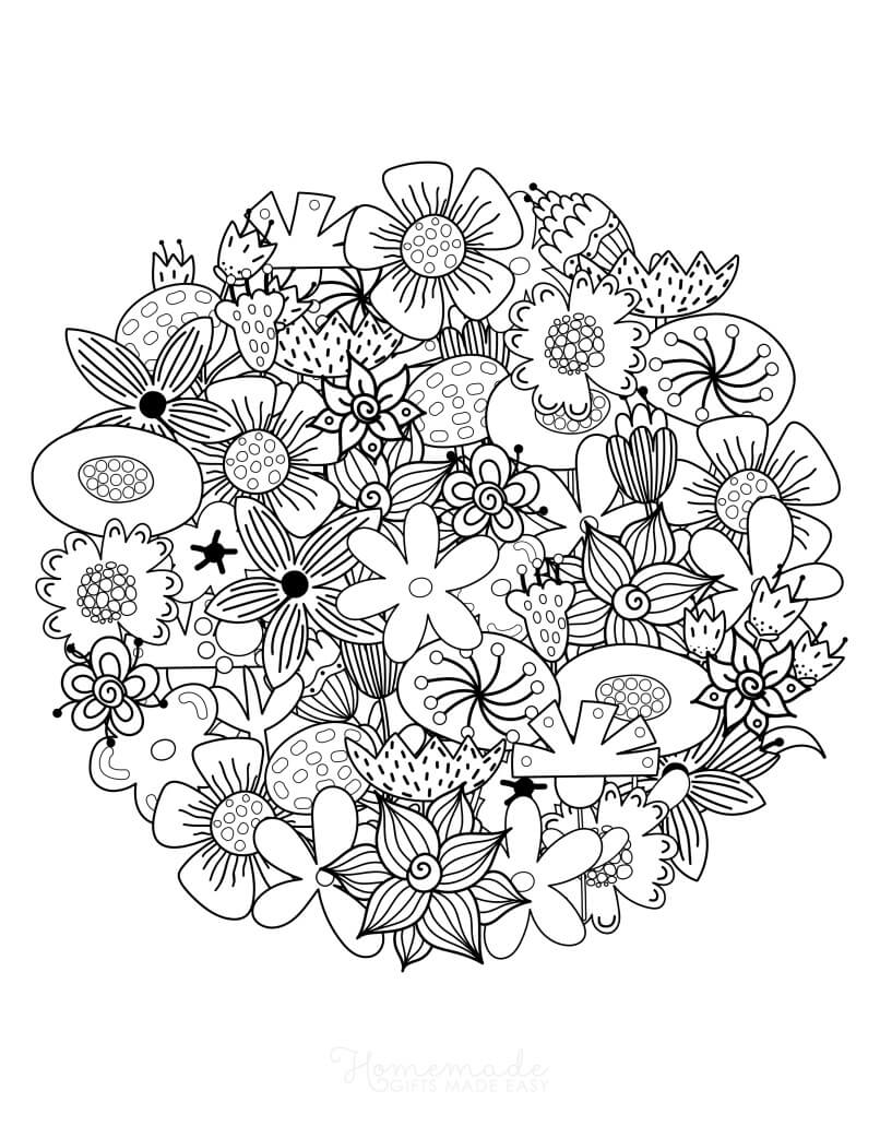 31 Printable Flower Coloring Pages For Adults Happier Human