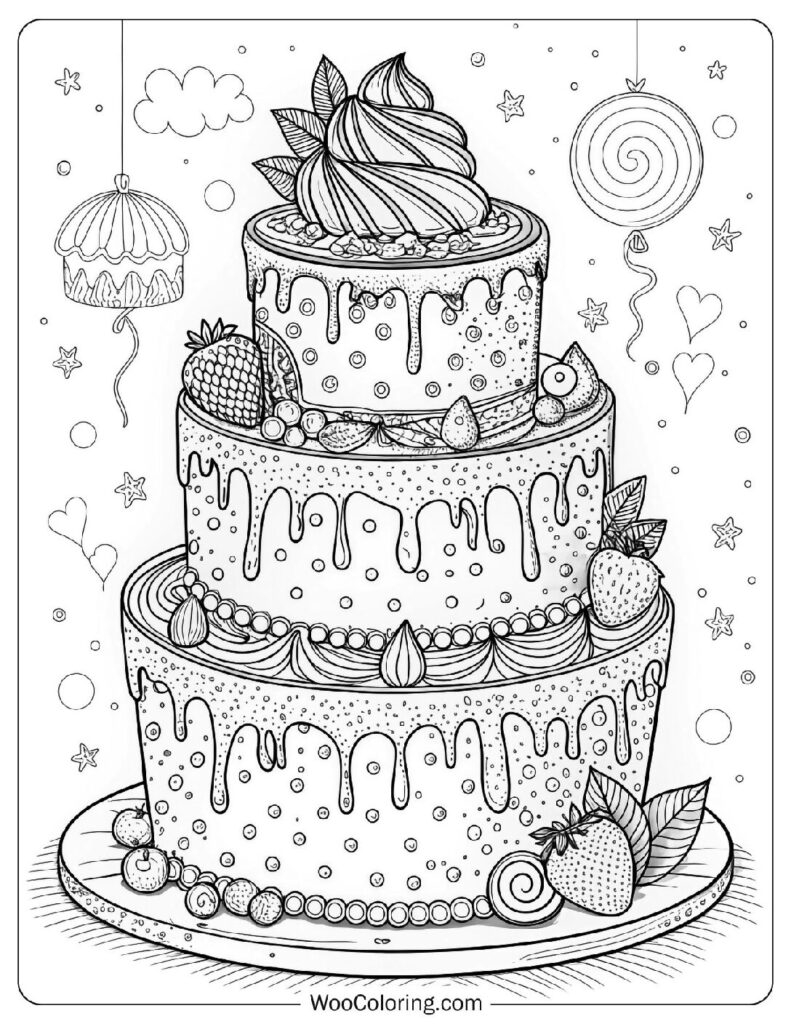 36 Cake Coloring Pages Free PDF To Print Woo Coloring