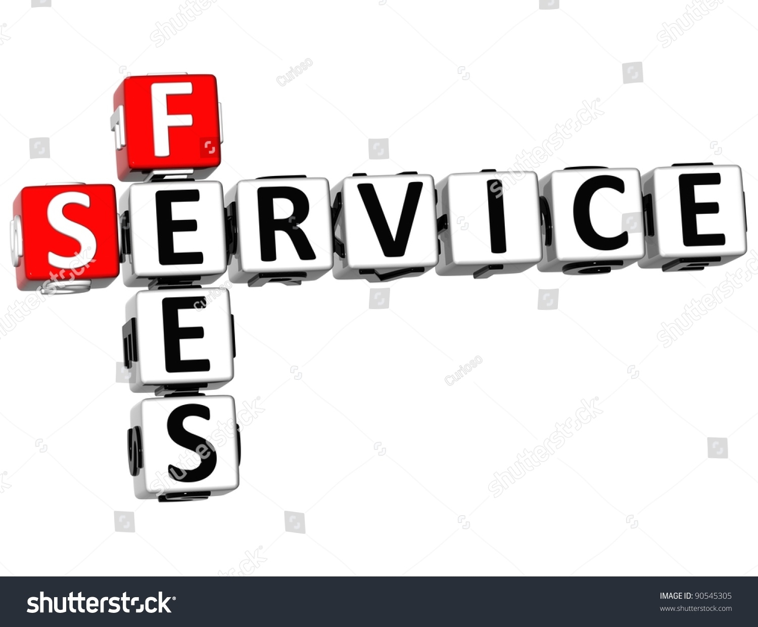 3d Service Fees Crossword On White Stock Illustration 90545305 Shutterstock