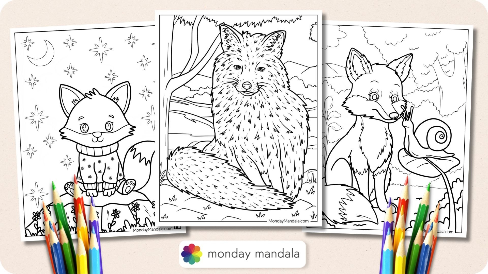fox colouring in pages