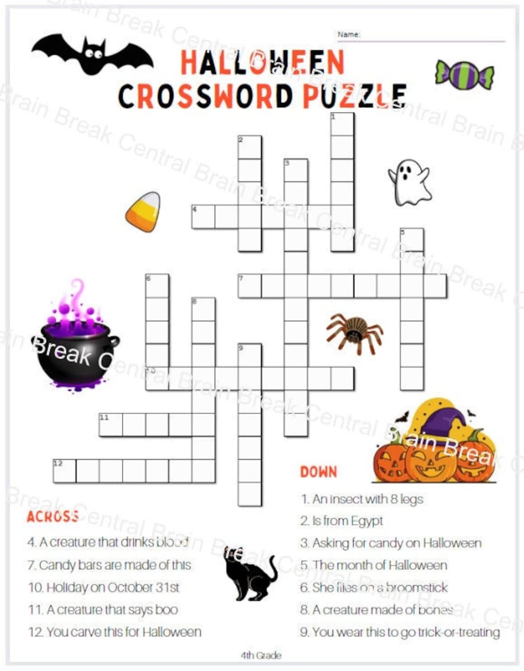crossword puzzles for 4th graders