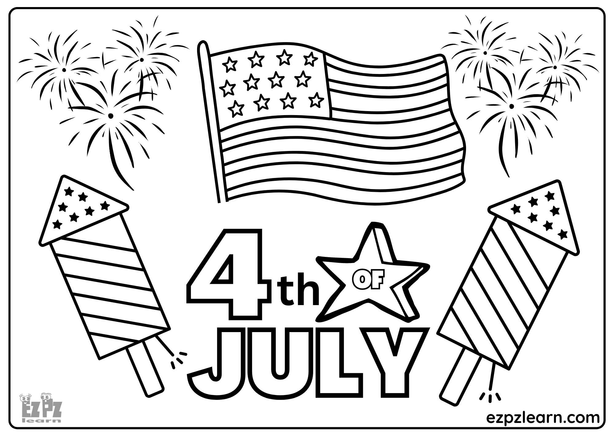 4th Of July Independence Day Coloring Page 1 Ezpzlearn