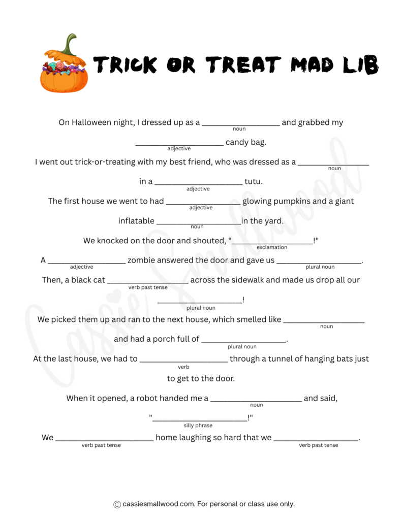 5 FUN Halloween Mad Libs FREE Printable Cassie Smallwood