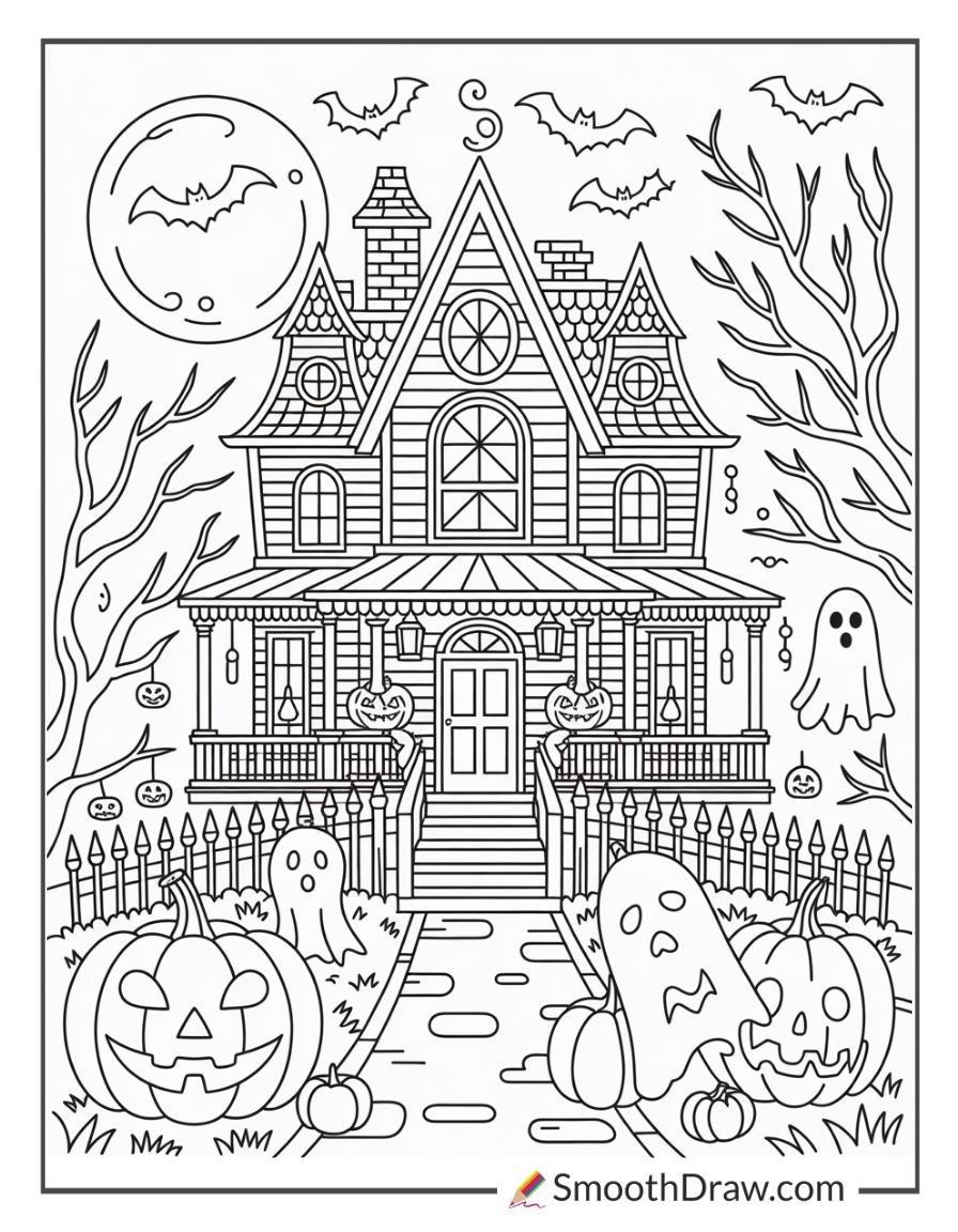 haunted house color pages haunted house color pages