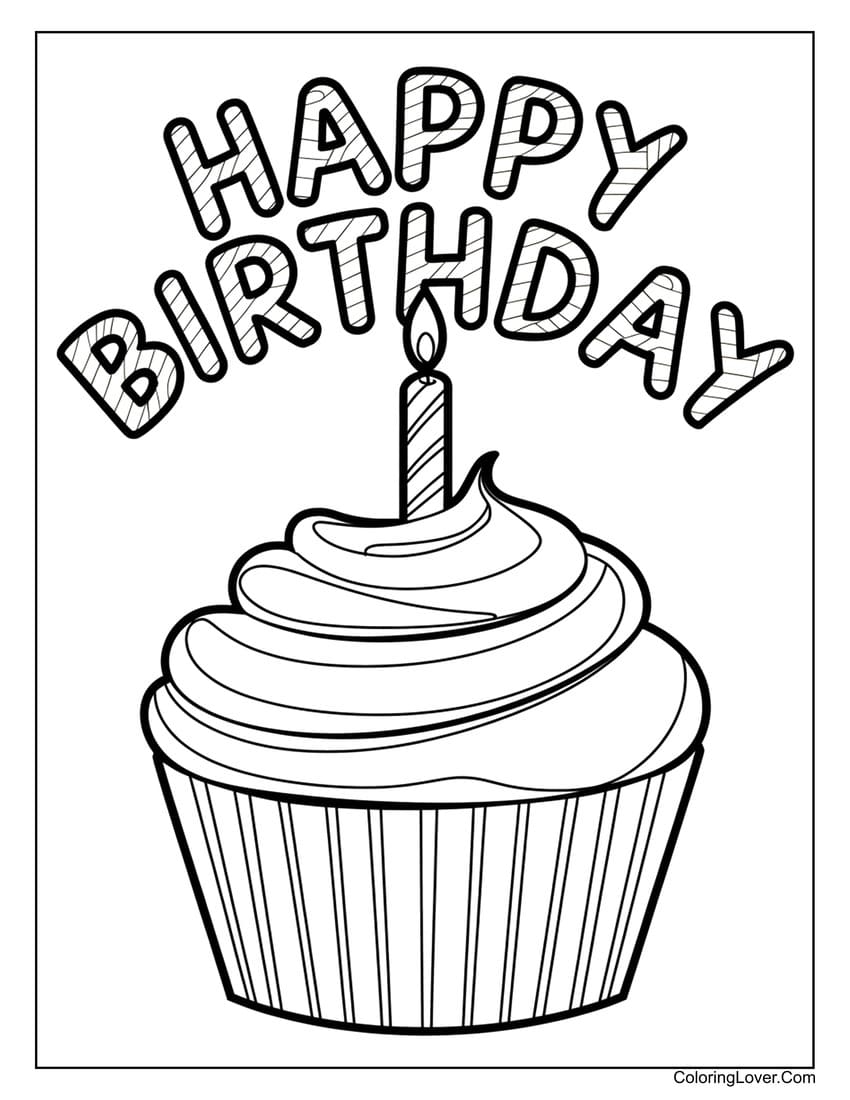 colouring pages birthday cake