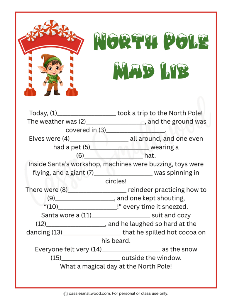 8 FUN Christmas Mad Libs For Kids FREE Printable Cassie Smallwood
