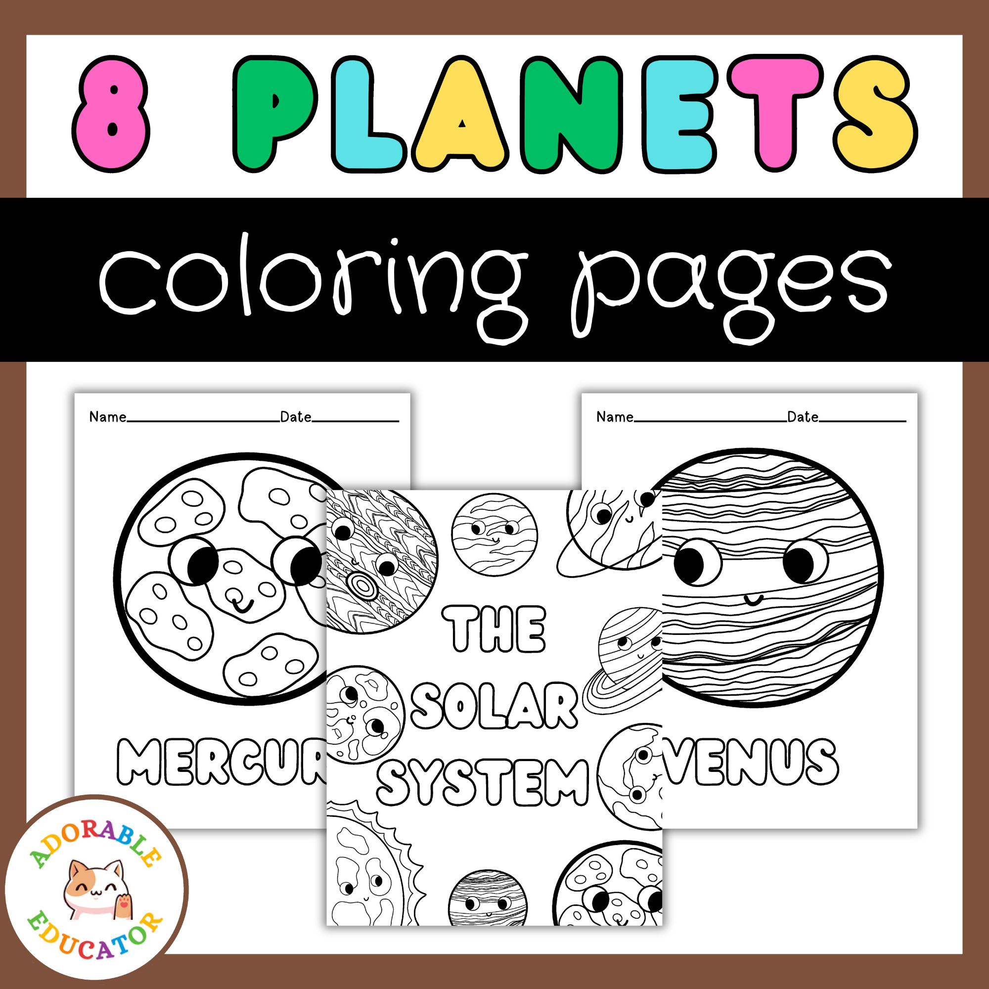 8 planets coloring pages
