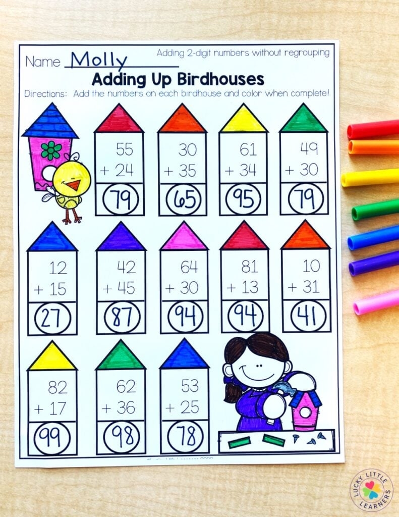 Activities For Practicing Two Digit Addition Lucky Little Learners