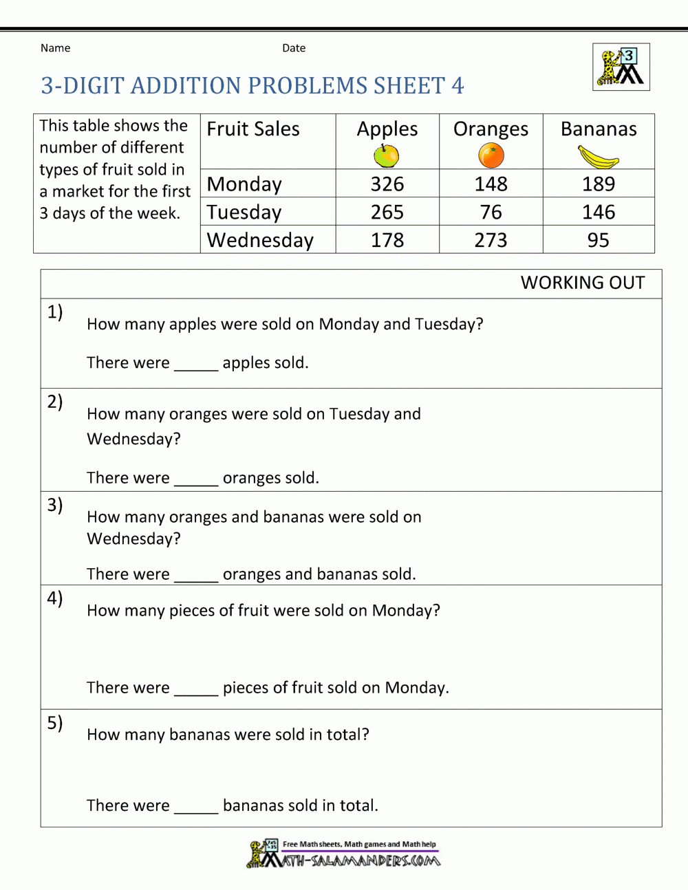 Addition Word Problems 3rd Grade Addition Word Problems 3rd Grade