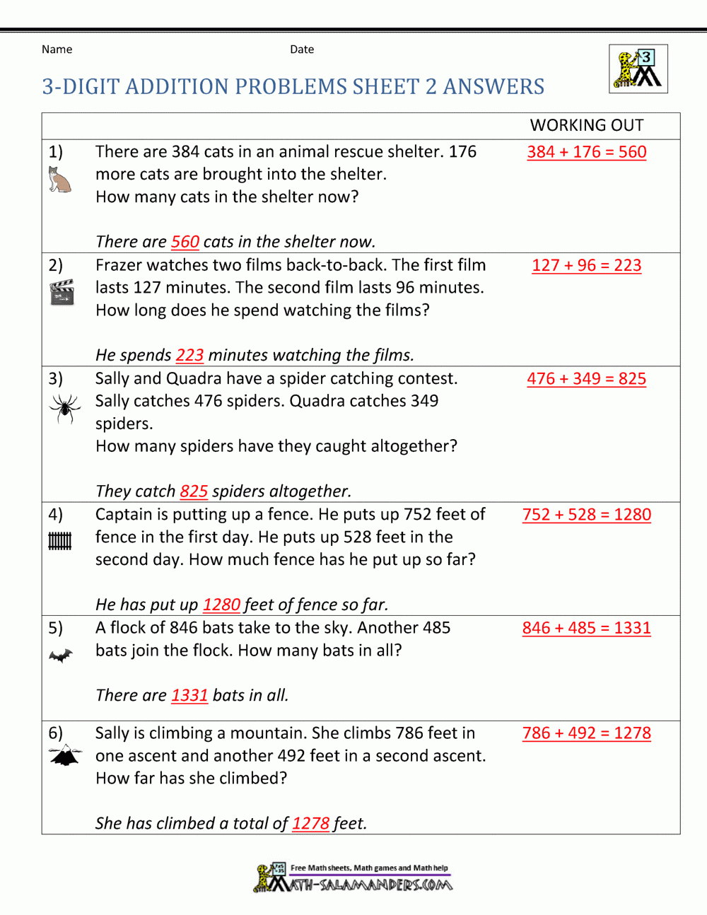 Addition Word Problems 3rd Grade Addition Word Problems 3rd Grade