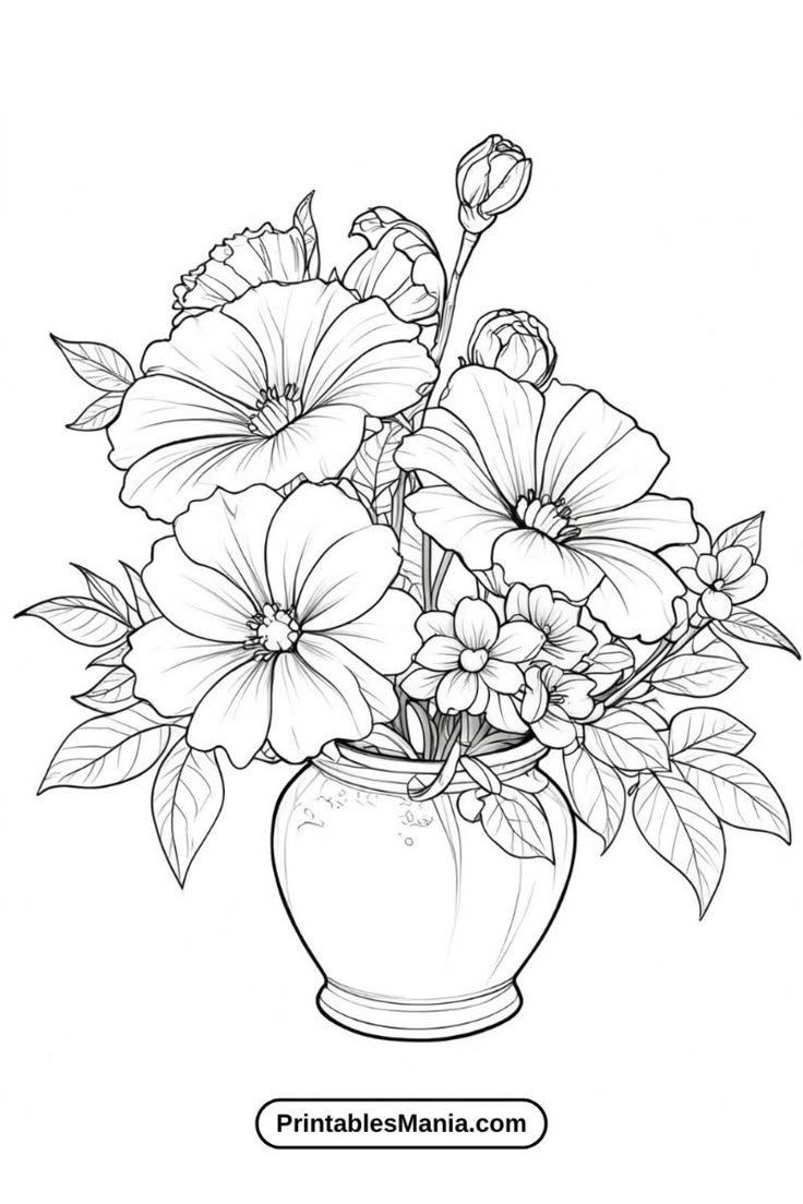 Aesthetic Colouring Pages Flowers