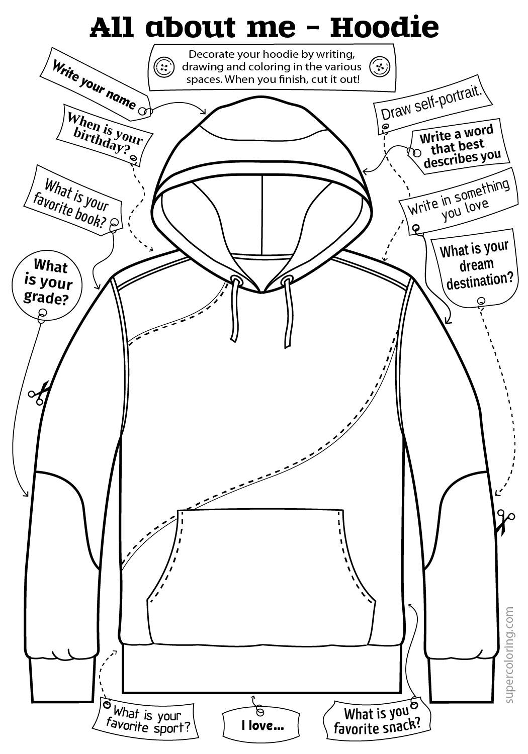 All About Me Hoody For Writing Activity Free Printable Paper raft Templates All About Me Hoody For Writing Activity Free Printable Paper raft Templates