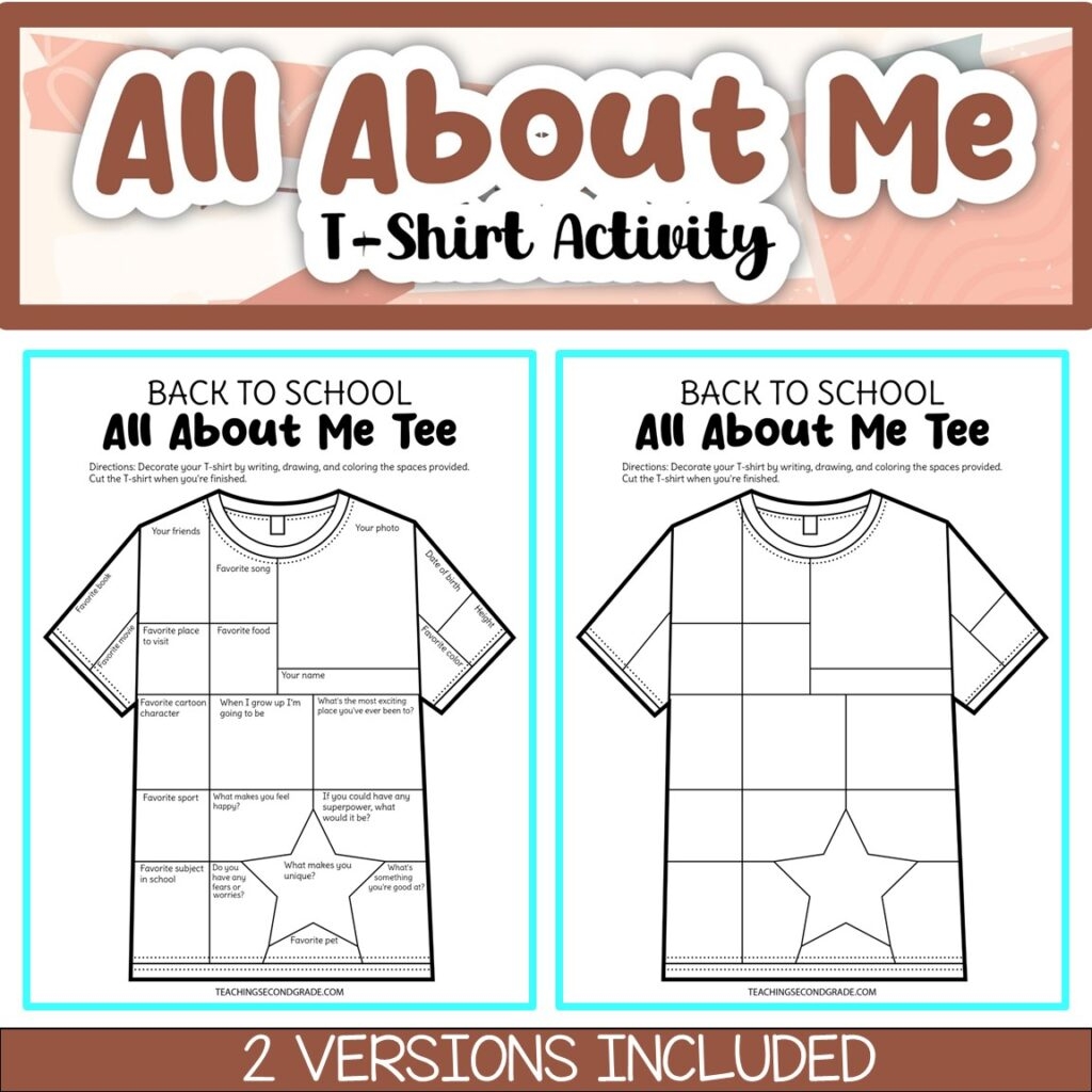 All About Me Tshirt Teaching Ideas Made Easy