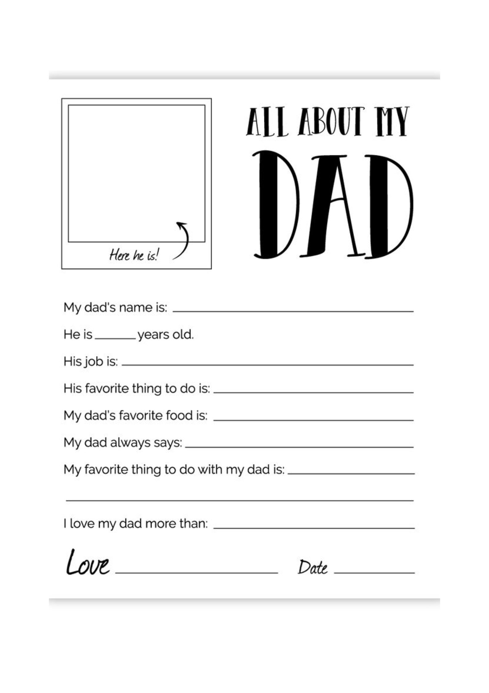 all about my dad printable all about my dad printable
