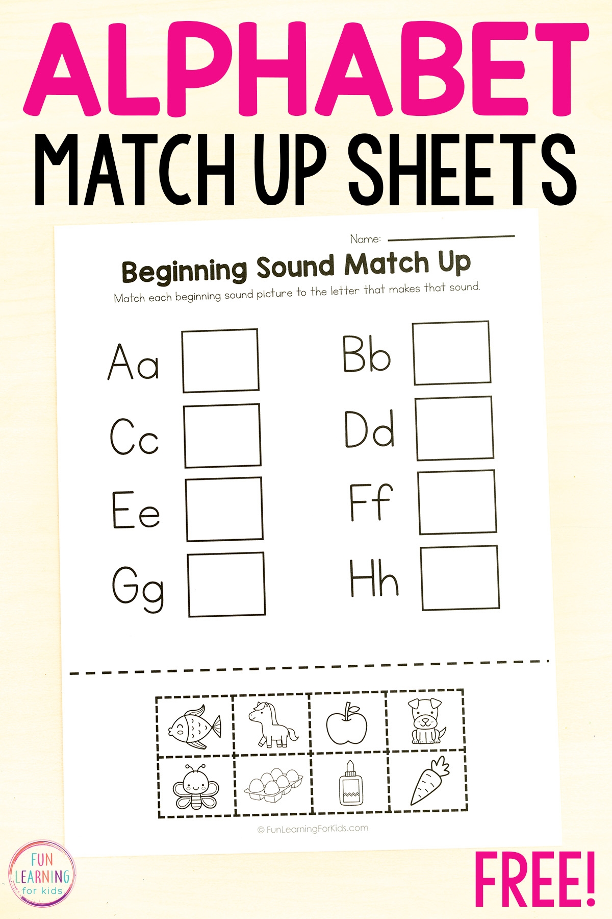 Alphabet Beginning Sound Match Up Worksheets