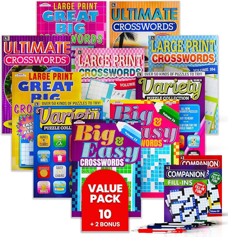 Amazon 10 Pack Large Print Crossword Puzzles For Seniors Plus 2 Fill In Puzzle Books And 4 Pens Big Bold Easy to Read Perfect Brain Stimulation Elderly Games For Retirement Hospital Activities 8 X 10 Amazon 10 Pack Large Print Crossword Puzzles For Seniors Plus 2 Fill In Puzzle Books And 4 Pens Big Bold Easy to Read Perfect Brain Stimulation Elderly Games For Retirement Hospital Activities 8 X 10
