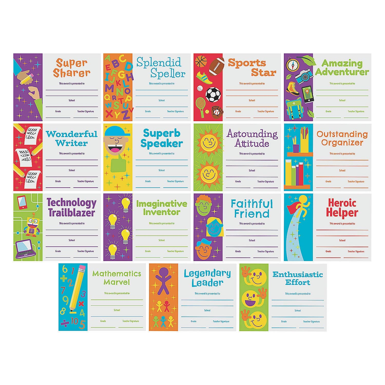 Amazon Fun Express End Of School Year Superlatives Certificates 30 Blank Award Certificates For Kids Teacher And Classroom Supplies Office Products