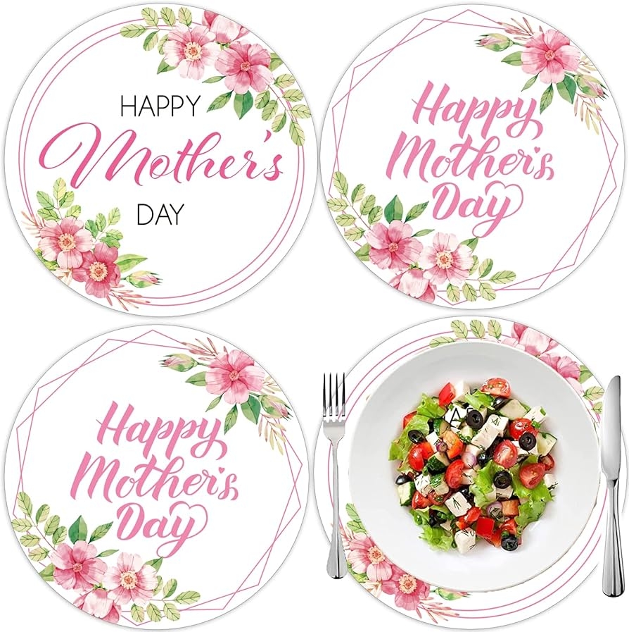 Amazon Happy Mother s Day Round Place Mats 13 X 13 Mother s Day Tableware Supplies For Holiday Party Floral Table Mat Pink Floral Disposable Chargers Dinnerware Paper Place Mats Decorations Favors Home