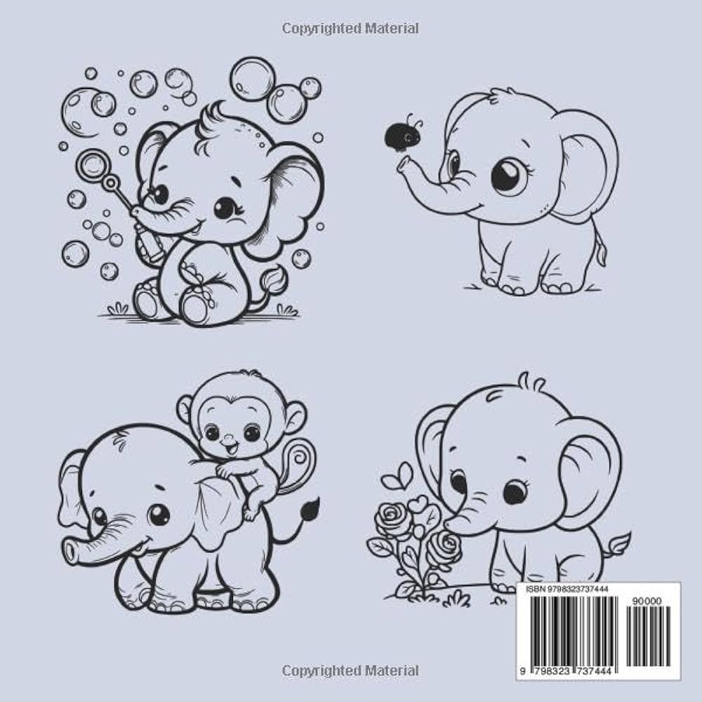 Amazon Kawaii Baby Elephant Coloring Book 9798323737444 Publishing TimeRun Books