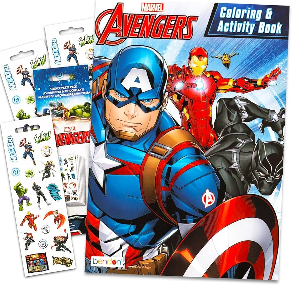 Amazon Marvel Avengers Captain America Coloring Activity Book With Stickers With Spider man Thor Iron Man The Incredible Hulk And More Toys Games