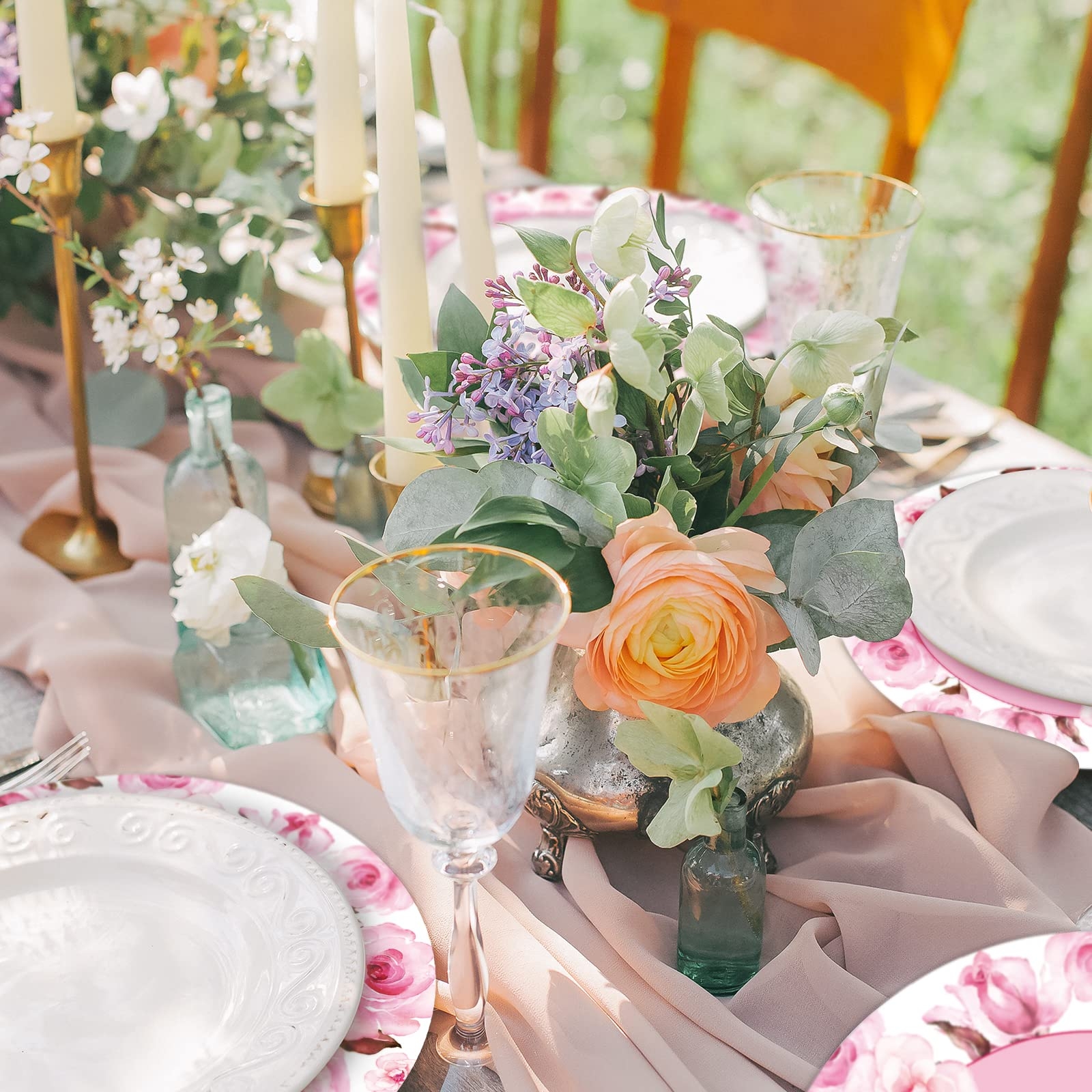 Amazon Whaline 50 Pack Mother s Day Paper Place Mats Round Pink Floral Disposable Placemat 13 Inch Decorative Paper Table Mats For Mother s Day Birthday Dinner Table Setting Party Supplies Home Kitchen