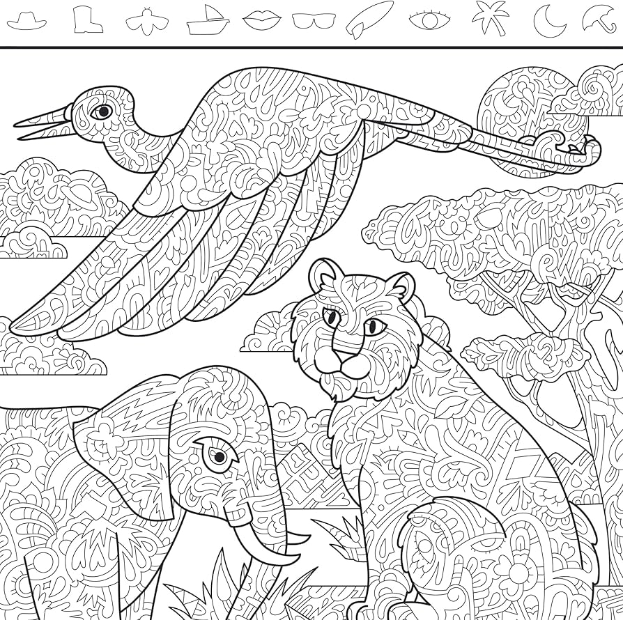 Amazon Zoo Seek Find Coloring Poster 24 32 For Adults Kids Large Poster Wall Art Giant Coloring Pages For Girls Boys Arts Crafts Schools Family Home Kitchen