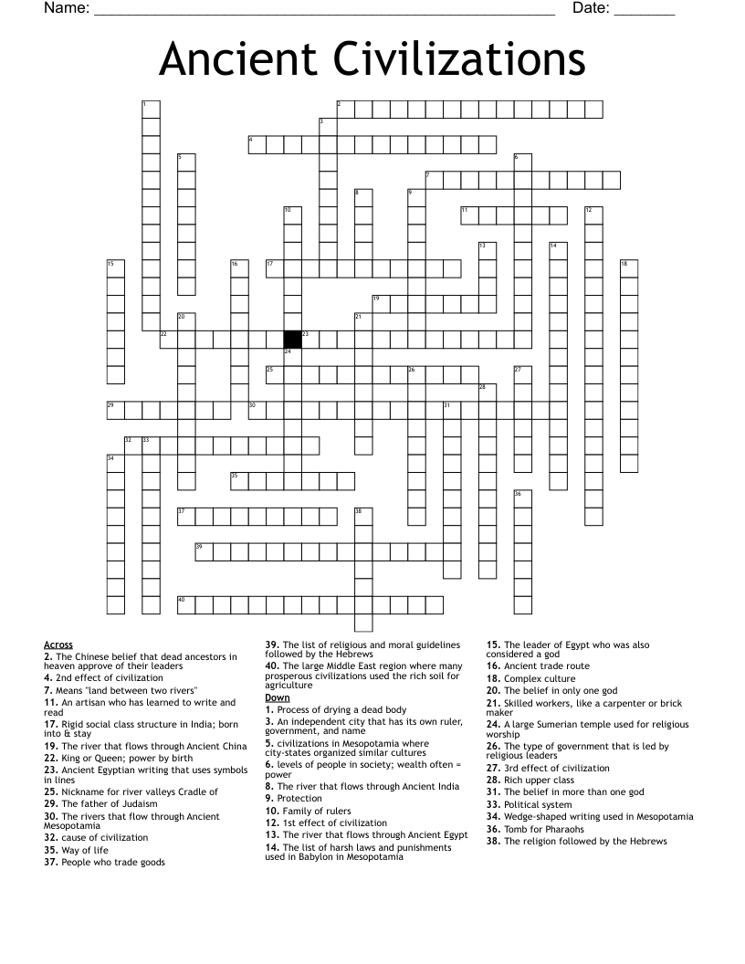 Ancient Civilizations Crossword WordMint Ancient Civilizations Crossword WordMint