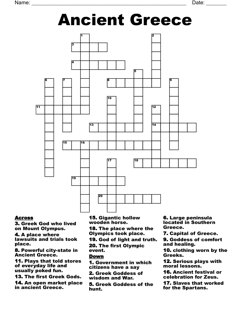 Ancient Greece Crossword WordMint Ancient Greece Crossword WordMint
