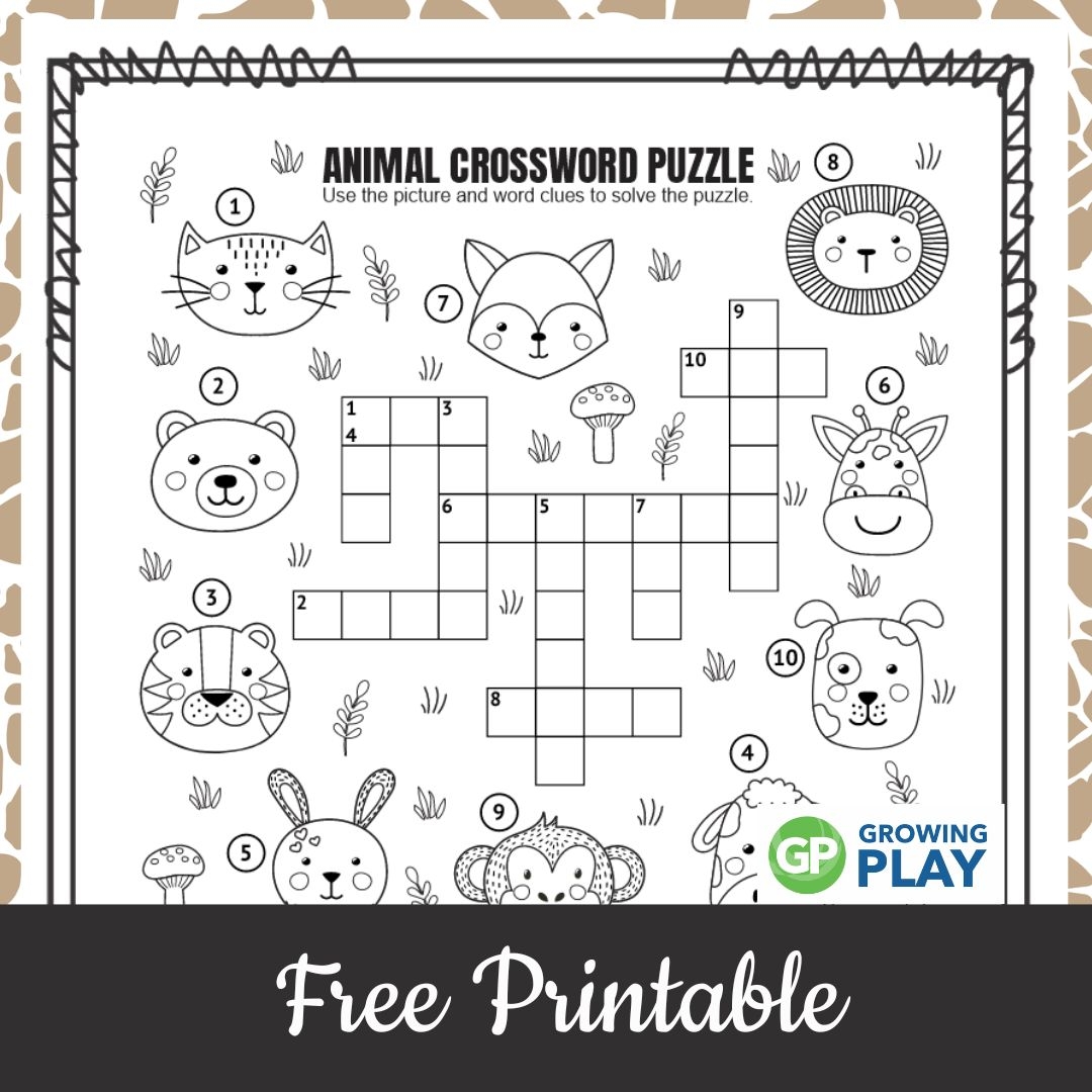 Animal Crossword Puzzle Free Printable Growing Play Animal Crossword Puzzle Free Printable Growing Play