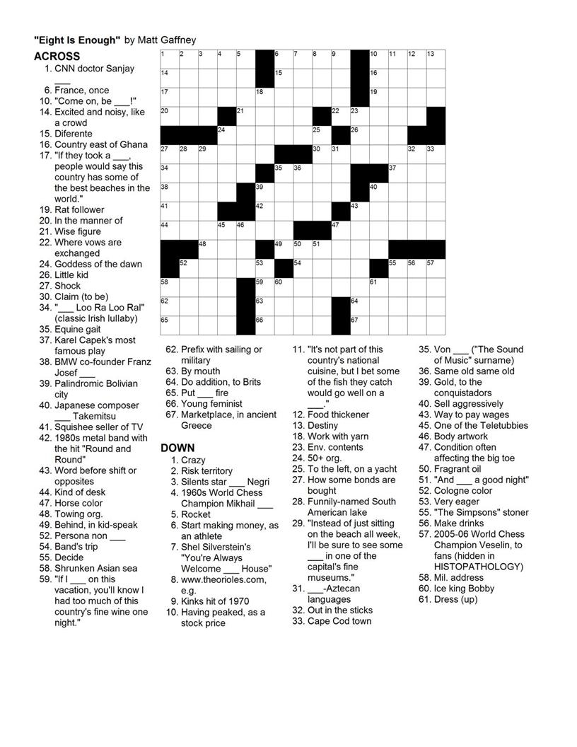 April 2011 Matt Gaffney s Weekly Crossword Contest Page 4