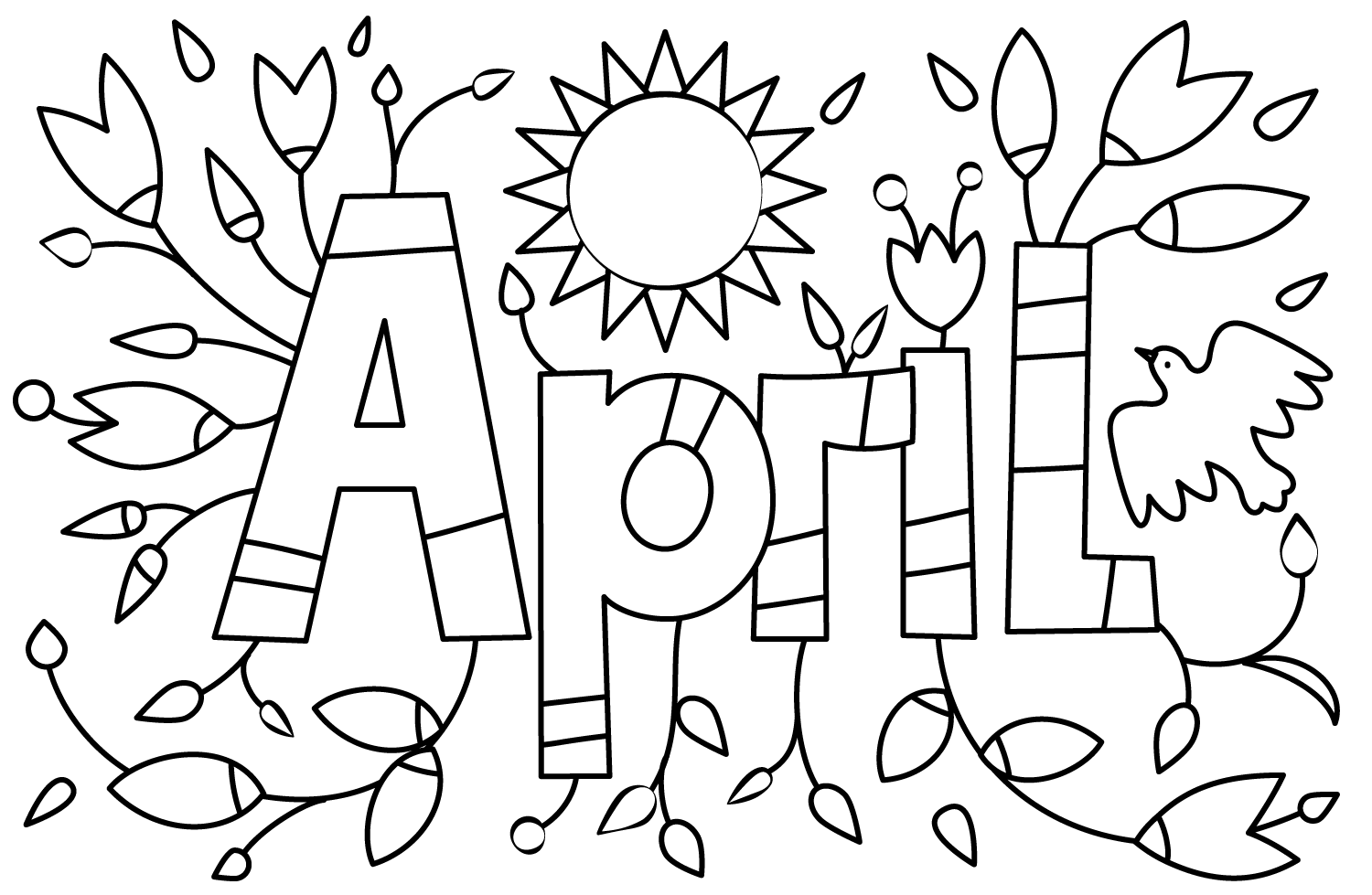 April Coloring Page Free Printable