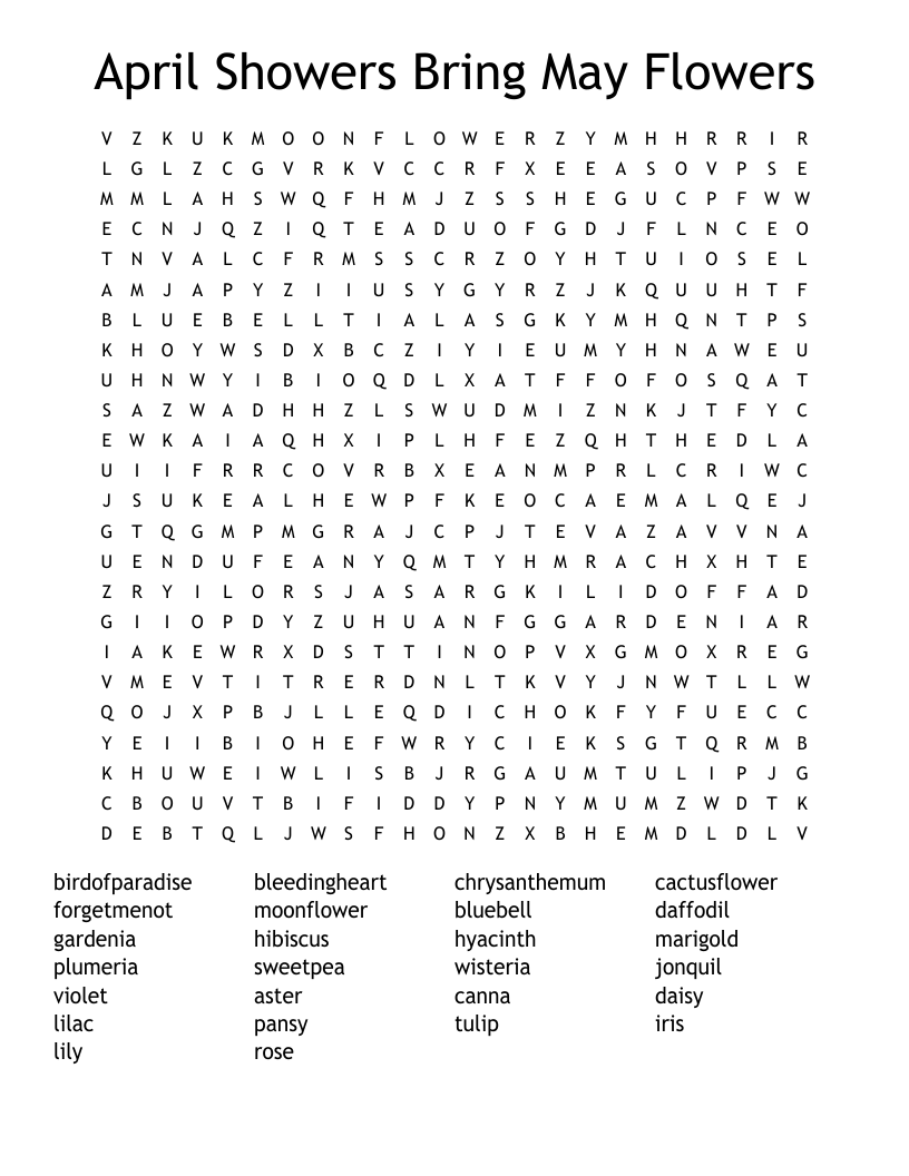 april word search answers
