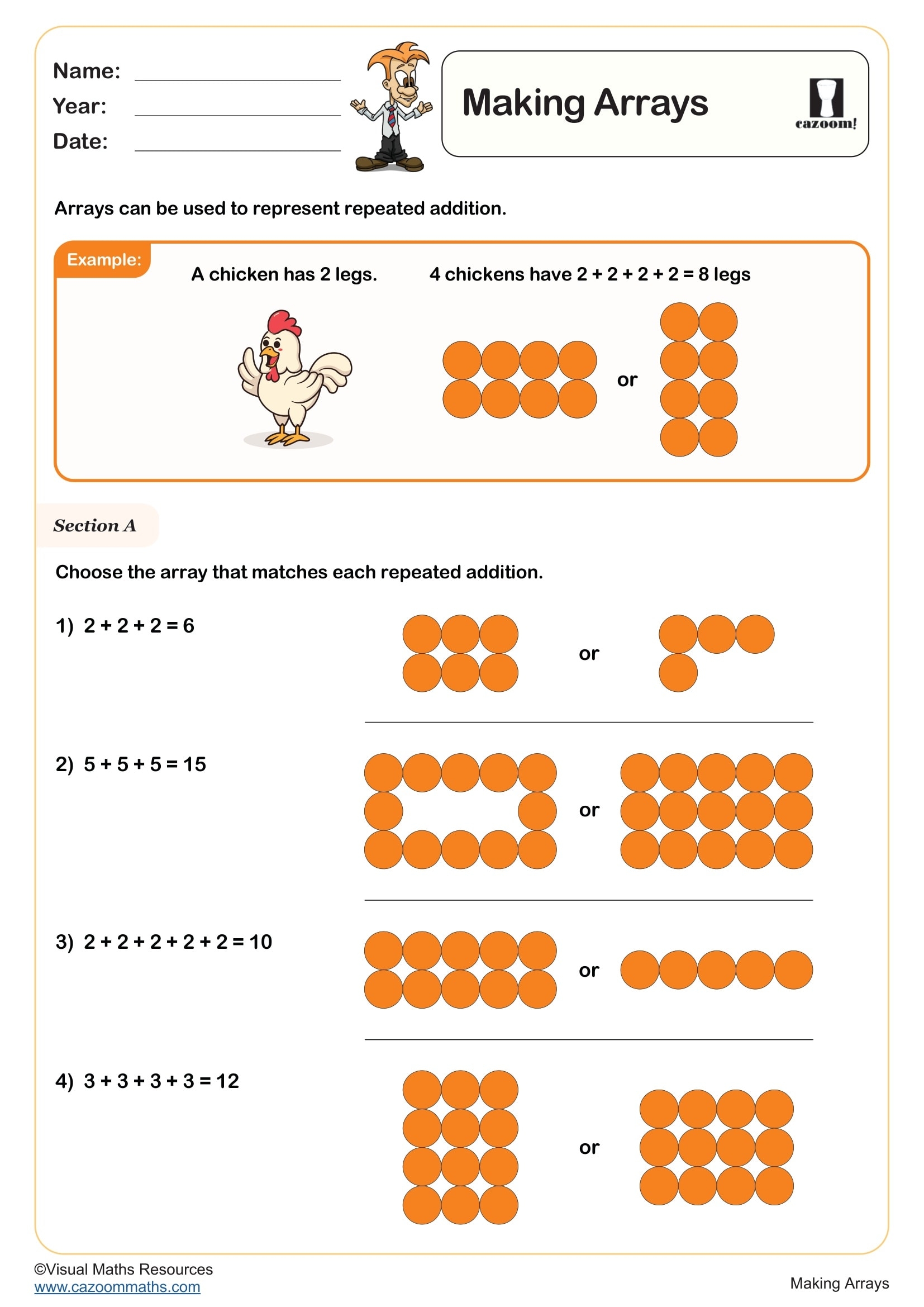 Array Worksheets Printable PDF Maths Worksheets