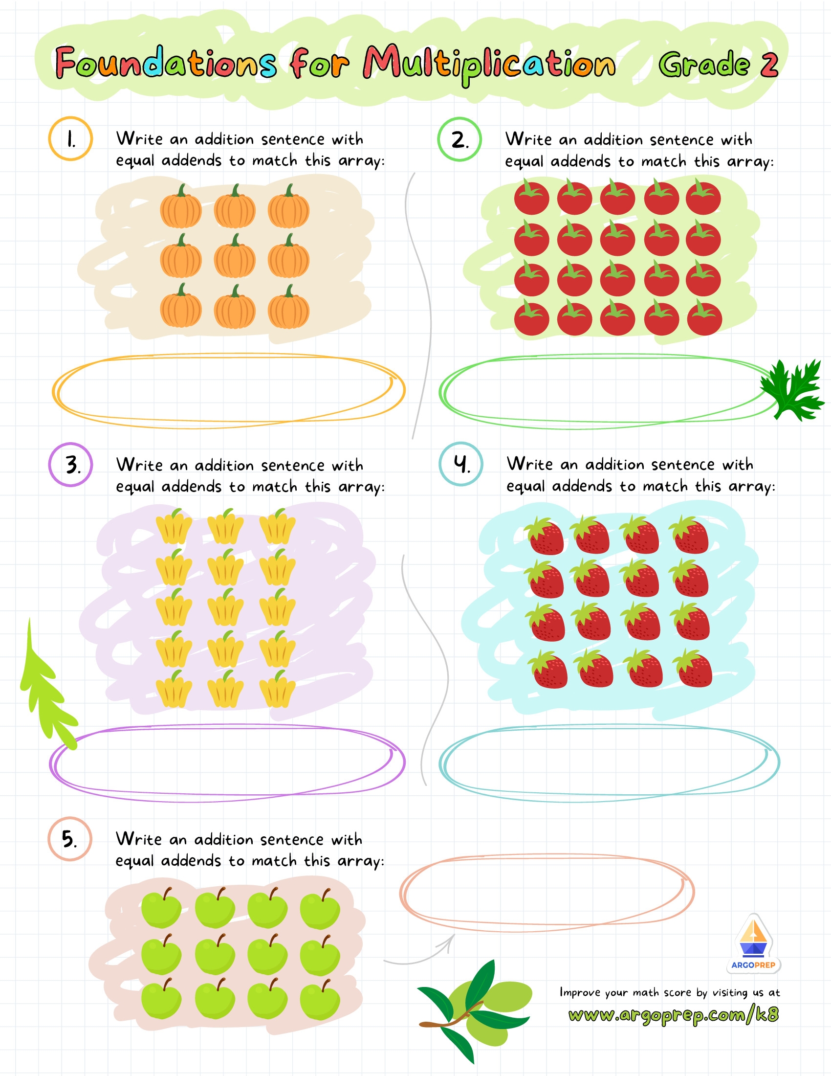 repeated addition arrays worksheets