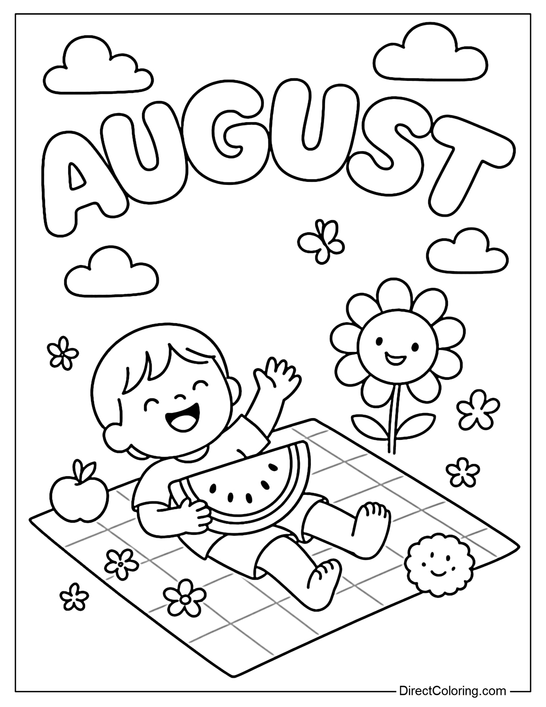 free printable august coloring pages