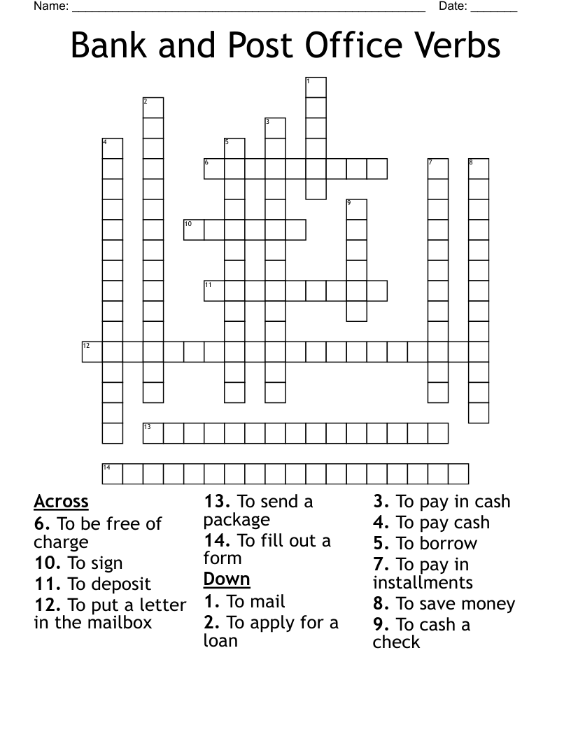 crossword with word bank crossword with word bank